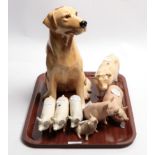 A collection of Beswick animals to include a Labrador; a bull and three pigs; and three Aynsley pigs