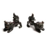 A pair of bronze dogs of fo
