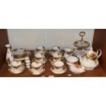 Royal Albert, 'Old Country Roses' pattern tea set including cups, saucers, tea pot, cake stand,