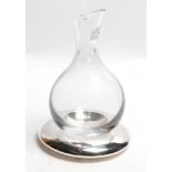 A glass carafe with Elizabeth II silver base, the base by Francis Howard Ltd., London, 2008, the