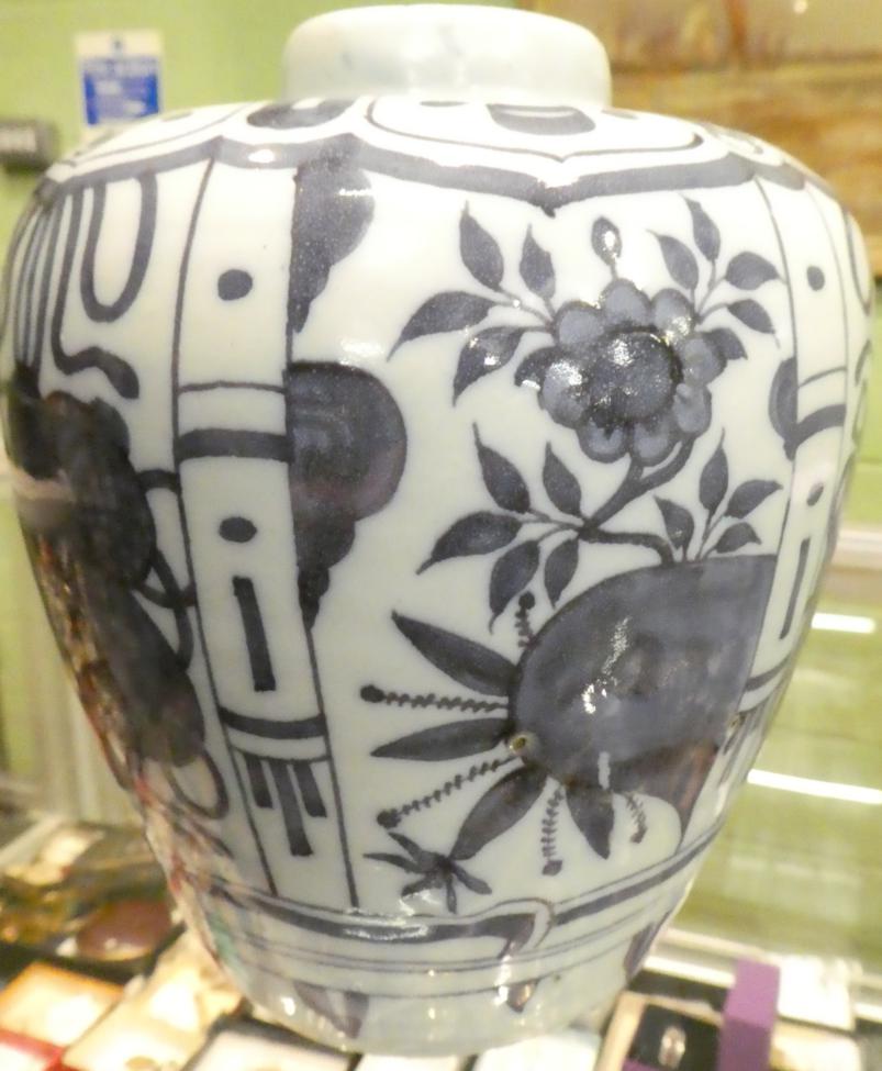 An 18th century tin glaze vase in the Chinese style . One or two paint scratches and firing flaws, - Image 4 of 10