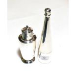 A Victorian silver spirit-flask, London, 1849, tapering cylindrical, the base with pull-off cup,