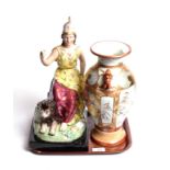 Victorian large format Staffordshire pottery figure of Britannia, and a Japanese Kutani porcelain