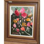 Stephanie Dingle (1926-2017) 'Mostly Poppies', signed, oil on board, 24cm x 19cm