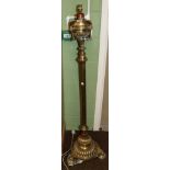 A 19th century brass oil lamp on standard base (converted)