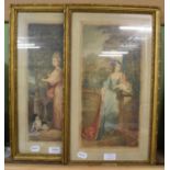 After Reynolds, a pair of coloured engravings of the Duchess of Rutland and Lady Musters, engraving,