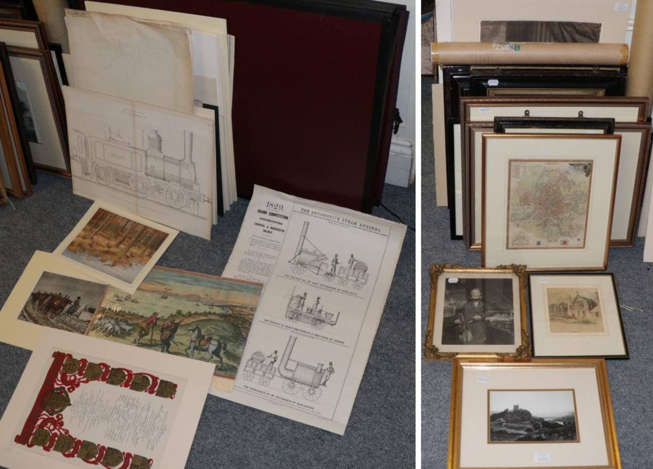 A large quantity of decorative prints and engravings, together with some maps (qty)