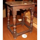 An 18th century oak joint stool