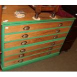 A part painted oak plan chest