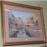 Continental school (20th century), Venetian canal scene, signed indistinctly