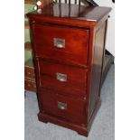 A reproduction hardwood three drawer filing cabinet, 54cm by 50cm by 112cm