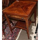 A late Victorian rosewood inlaid envelope card table