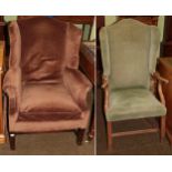 Two George III style wingback armchairs