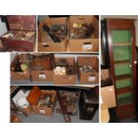 Ten boxes containing a quantity of carpentry and other tools, archeological finds and fossils,