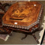 A Victorian marquetry inlaid rosewood occasional table fitted with a frieze drawer