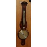 A mahogany shell inlaid wheel barometer, silver dial signed Baranzino 281 High Holburn, London,