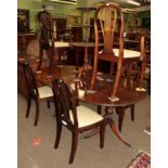 Reproduction twin pedestal dining table with six chairs (including two carvers)