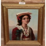 * Page 19th century, Portrait of a lady in the Italianate style, signed, oil on board