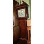 An oak thirty hour country longcase clock, the square painted dial signed John Crane, circa 1780,