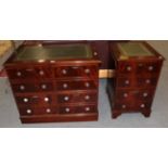Two reproduction leather inset mahogany filing cabinets