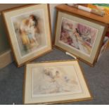 Three artist signed colour reproductions after Gordon King, (one unframed) and one other (4)