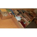 Twenty-one boxes of books on various topics, including literature and natural history