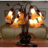 Art Nouveau style twelve branch table lamp