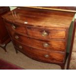 A George III mahogany bow fronted three height chest of drawers