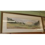 Brian Irving, Bolton Abbey, signed, watercolour, 22cm by 73cm