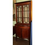 A small Edwardian mahogany and satinwood crossbanded display cabinet, 76cm wide