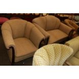 An early 20th century Danish mahogany framed three-piece suite, comprising two-seater sofa and a