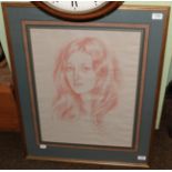John Piggins, 20th century, Portrait of a young girl, signed and dated, pastel, 50cm by 38cm
