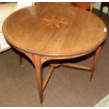 19th century mahogany and satinwood banded circular table, 100cm diameter