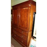 A late Victorian mahogany linen press, the upper section converted to hanging space, 135cm wide