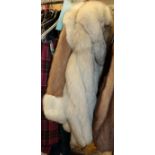 Silver Fox Fur Jacket, with grey leather inserts between pelts; and a Fenwicks French Salon white