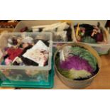 Quantity of assorted millinery items, including ostrich and other feathers, braid/trim, corsages,