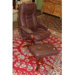 A Danbury brown leather chair and footstool