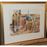 Stephen Kite (Contemporary) Venetian street scene with church, signed watercolour, 31.5cm by 42.
