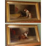 William Howard Hardy, A pair of retrievers, signed, oil on canvas, together with a companion, 24cm