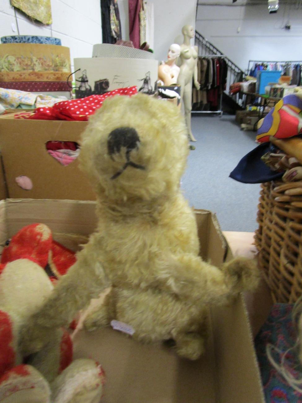 Possibly Farnell seated rabbit, another smaller, cotton plush curly teddy bear with jointed body, - Image 8 of 10