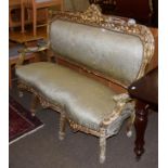 French style carved giltwood three seater sofa, 181cm wide