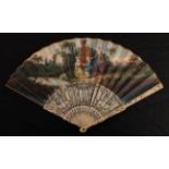 The Proposal: An 18th century carved ivory fan, the European paper leaf painted in good colour