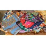 Wicker basket of approximately two-hundred decorative scarves