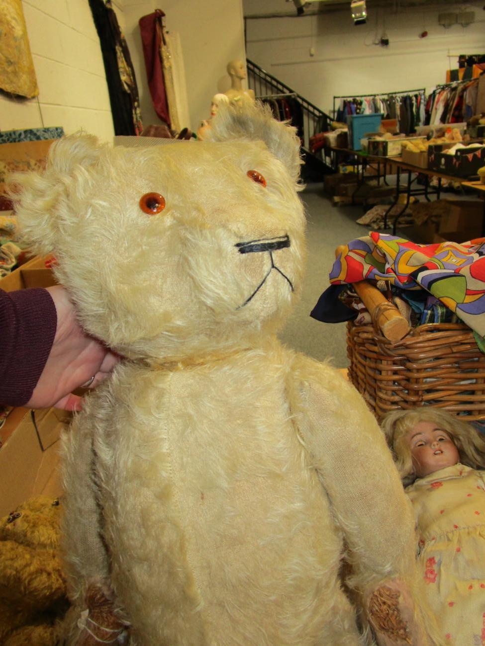 Possibly Farnell seated rabbit, another smaller, cotton plush curly teddy bear with jointed body, - Image 4 of 10