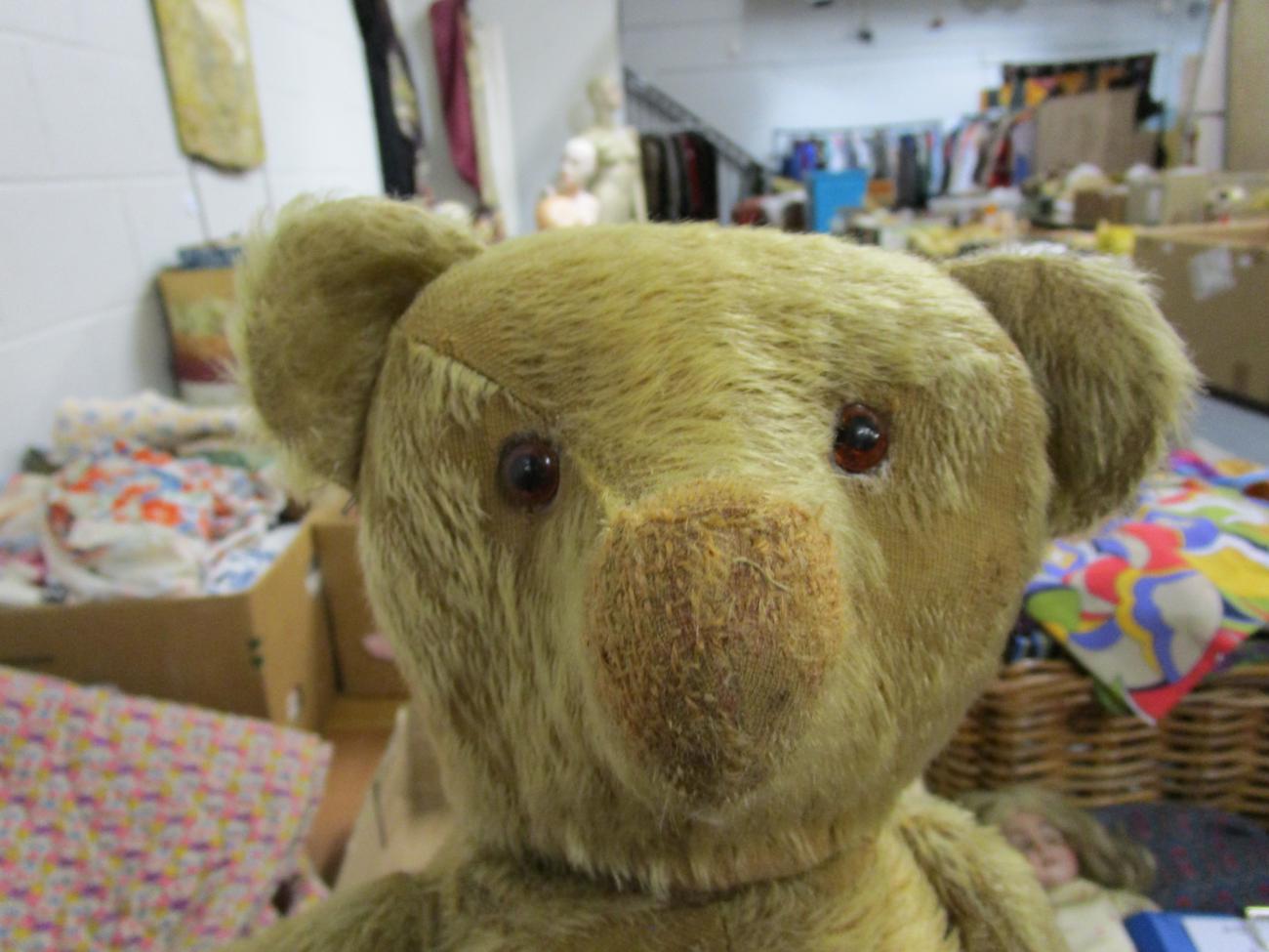 Possibly Farnell seated rabbit, another smaller, cotton plush curly teddy bear with jointed body, - Image 2 of 10