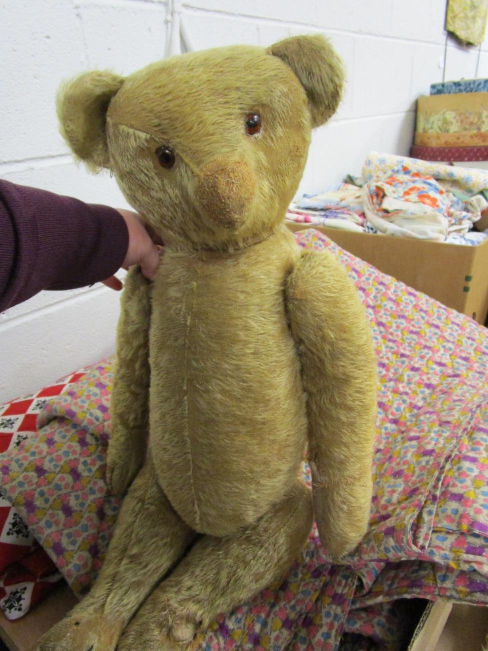 Possibly Farnell seated rabbit, another smaller, cotton plush curly teddy bear with jointed body, - Image 3 of 10