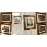Four gilt framed hunting prints; together with a colour print after Frith, The Keepers Daughter; and