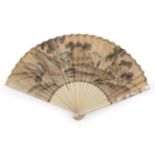 A Japanese Ivory Fan, last quarter of the 19th century, the monture relatively simple with only