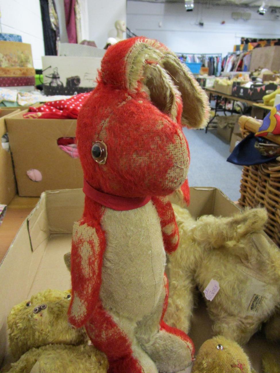 Possibly Farnell seated rabbit, another smaller, cotton plush curly teddy bear with jointed body, - Image 7 of 10