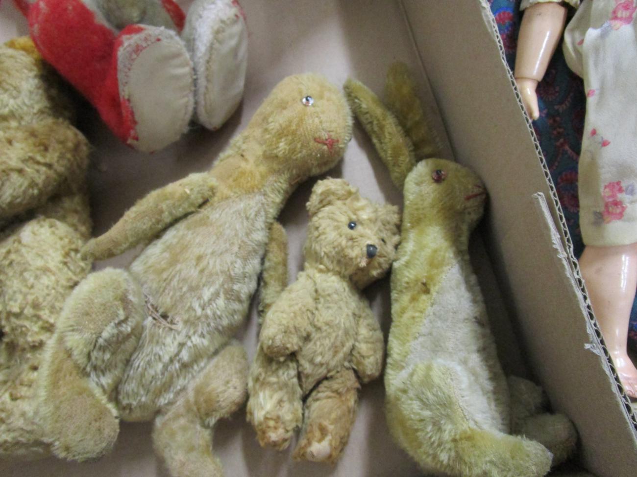 Possibly Farnell seated rabbit, another smaller, cotton plush curly teddy bear with jointed body, - Image 9 of 10